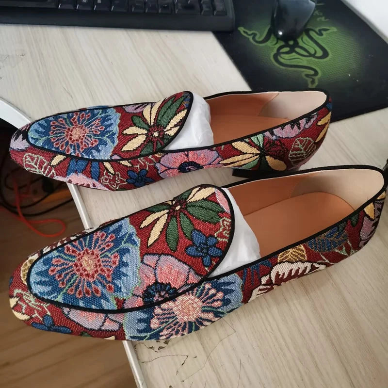 Mocassins homme LTTL à motif floral – CLEVI Paris