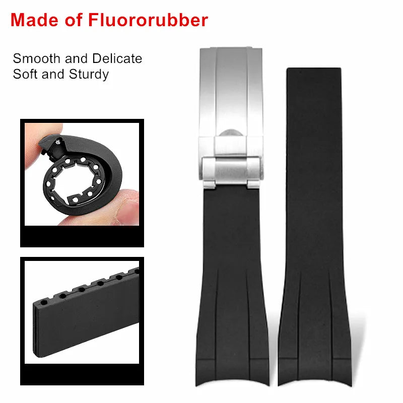 Bracelet Montre Fluororubber Sport 20mm 21mm Compatible Rolex Submariner Daytona GMT – CLEVI Paris