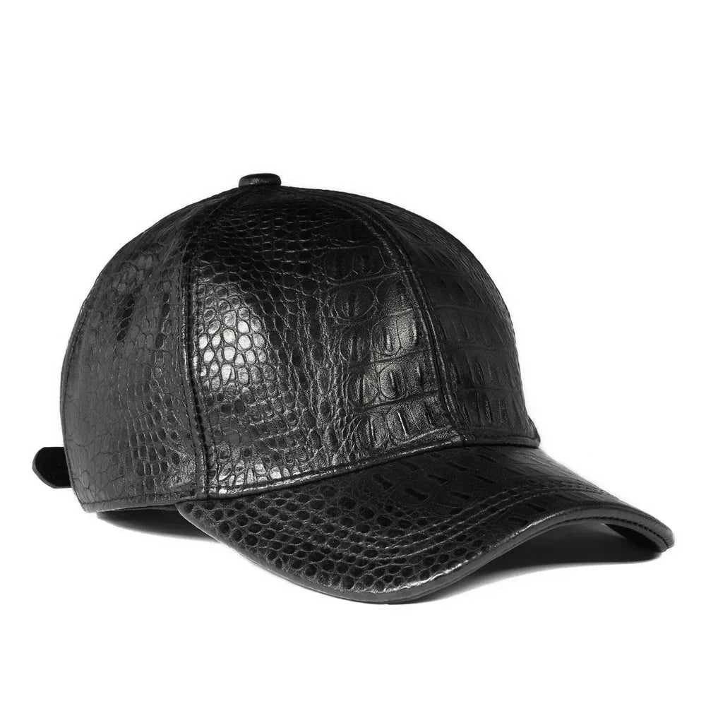Casquette Baseball Cuir Mouton Homme Motif Crocodile – CLEVI Paris