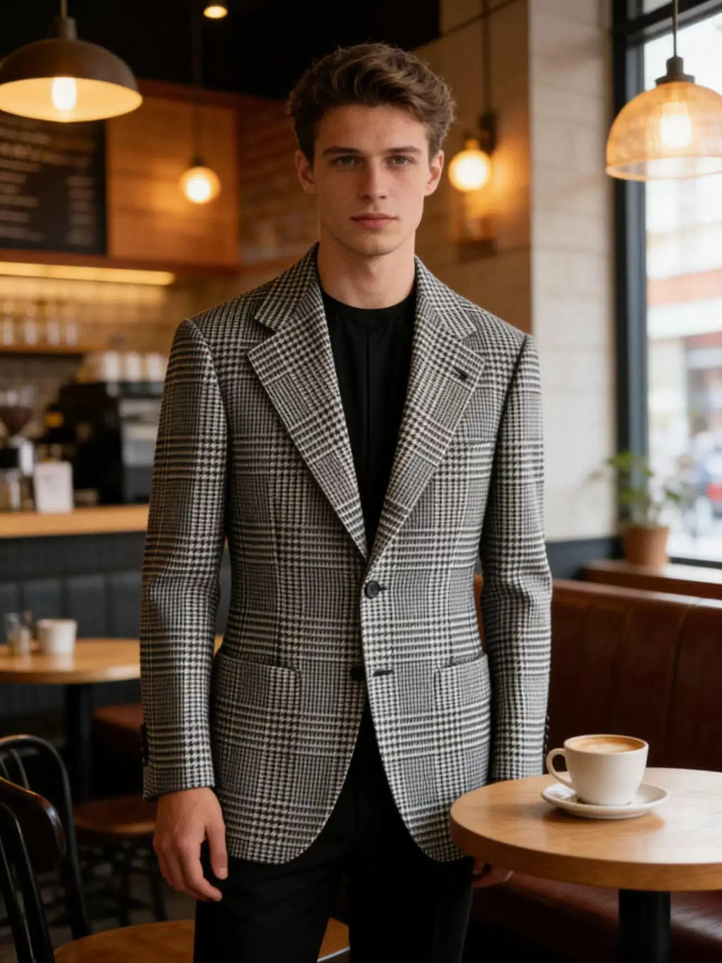 Blazer homme à carreaux en laine mélangée – CLEVI Paris