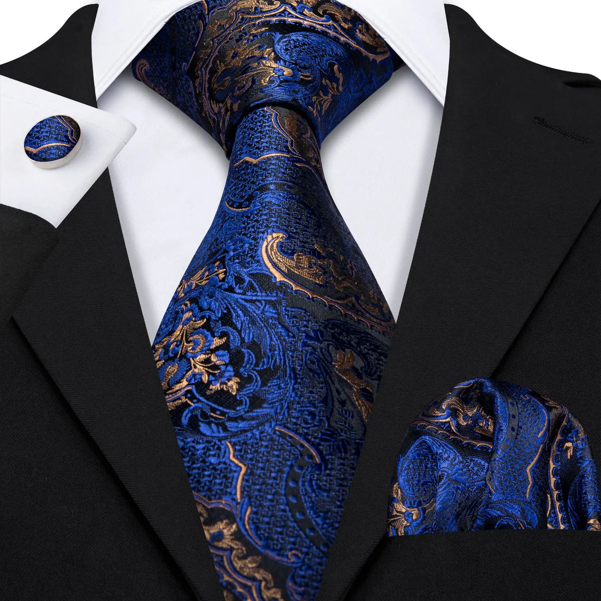 Coffret cravate homme floral, pochette et boutons – CLEVI Paris