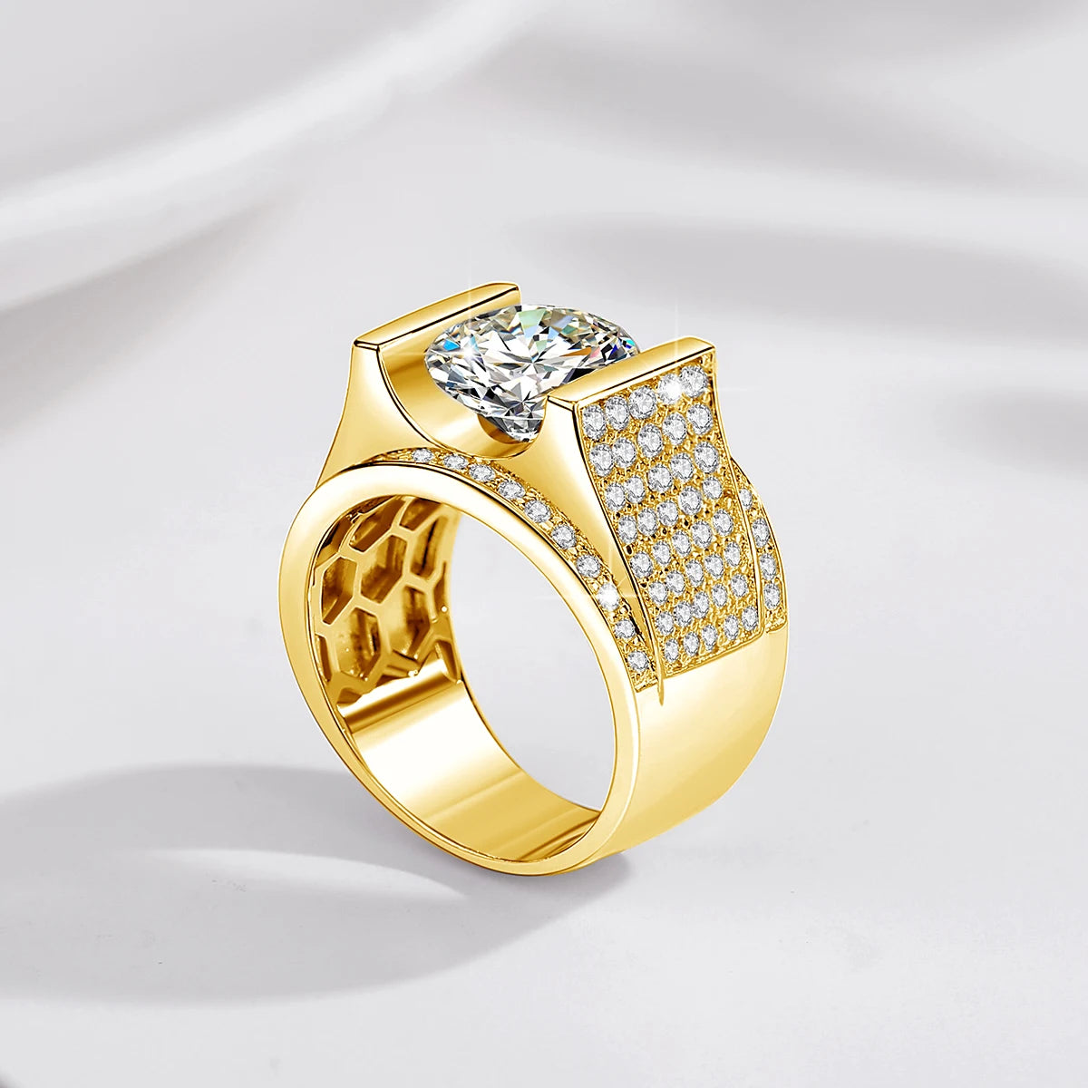 Bague Homme Moissanite 10mm Argent 925 Certifiée – CLEVI Paris