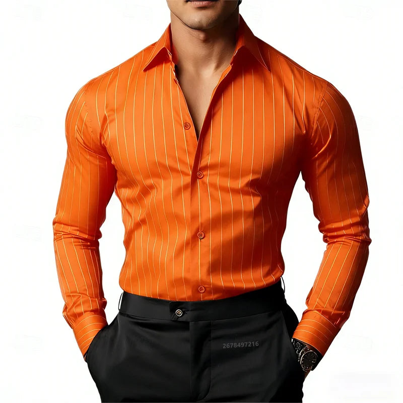 Chemise Homme Rayée à Manches Longues – CLEVI Paris