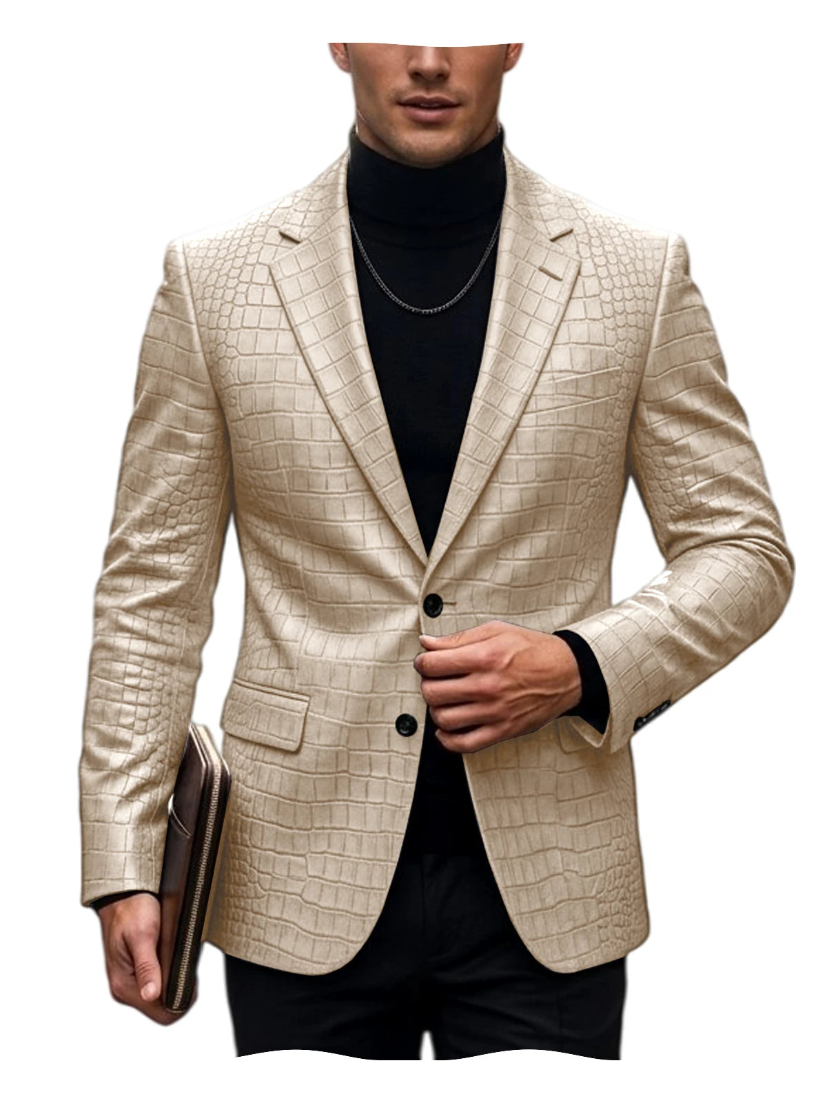 Blazer homme simili cuir crocodile à 2 boutons – CLEVI Paris