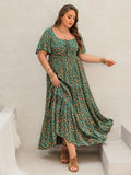 Robe Longue Femme Grande Taille Bohème Imprimé Col Français – CLEVI Paris