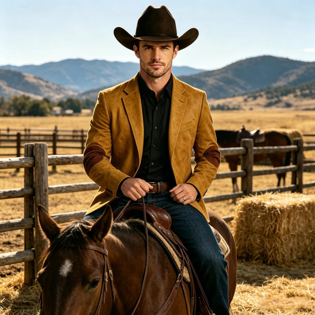 Blazer homme effet daim style western – CLEVI Paris