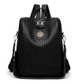 Sac à Dos PU Souple Femme Brodé Grande Capacité 32x14x34cm 740g Noir – CLEVI Paris