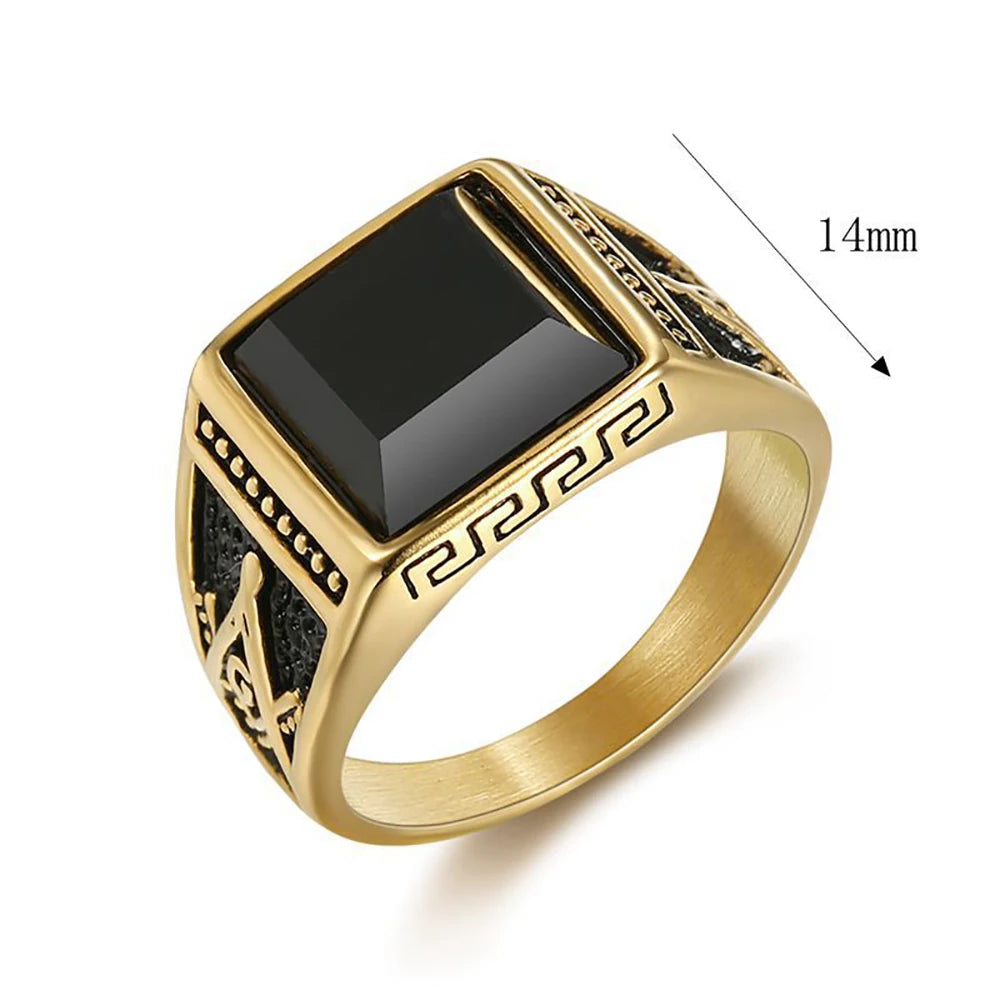 Bague noire en acier 316L, style gothique – CLEVI Paris