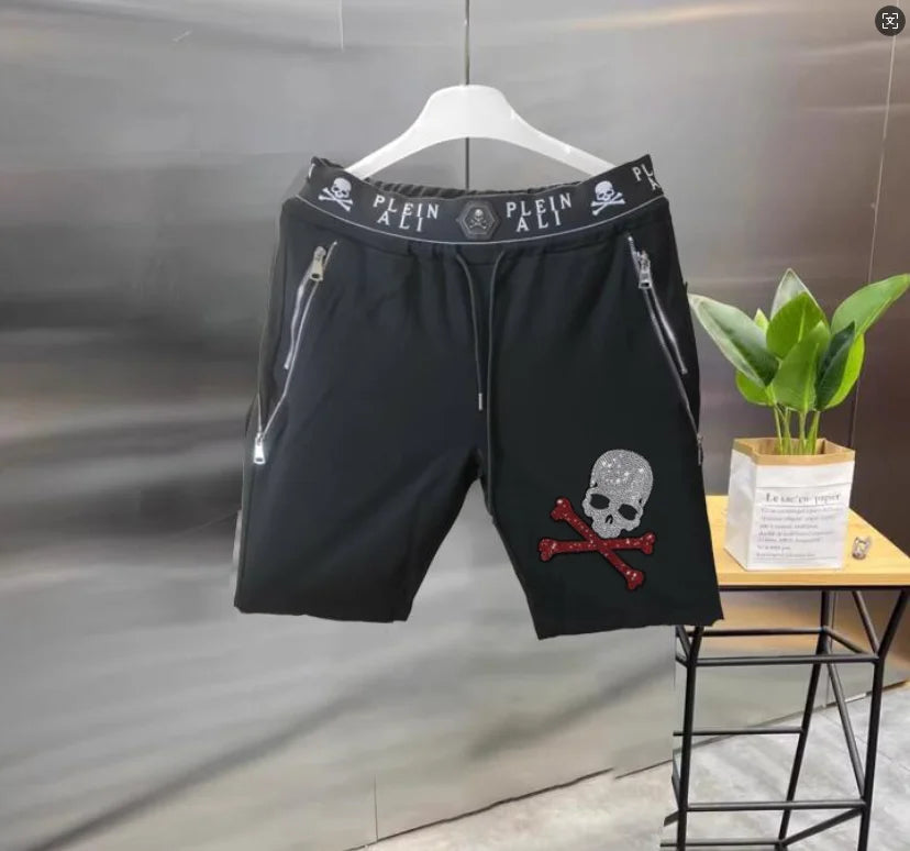 Short Homme Casual Strass Luxe PLEIN ALI – Hip Hop Coupe Ample Cordon – 27 Coloris, S à XXXL – CLEVI Paris