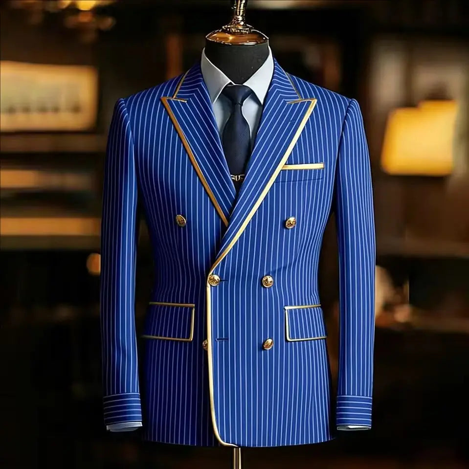 Costume rayé croisé homme – CLEVI Paris