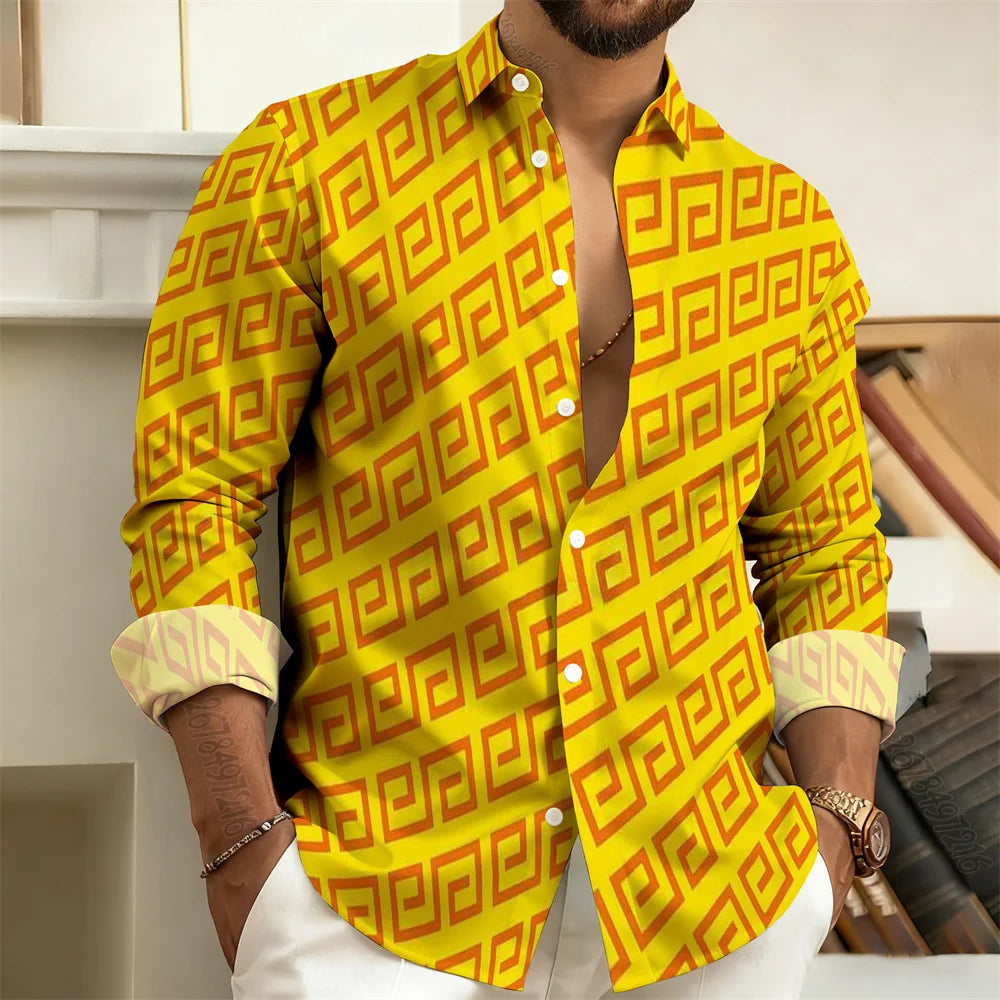 Chemise imprimée homme manches longues – CLEVI Paris