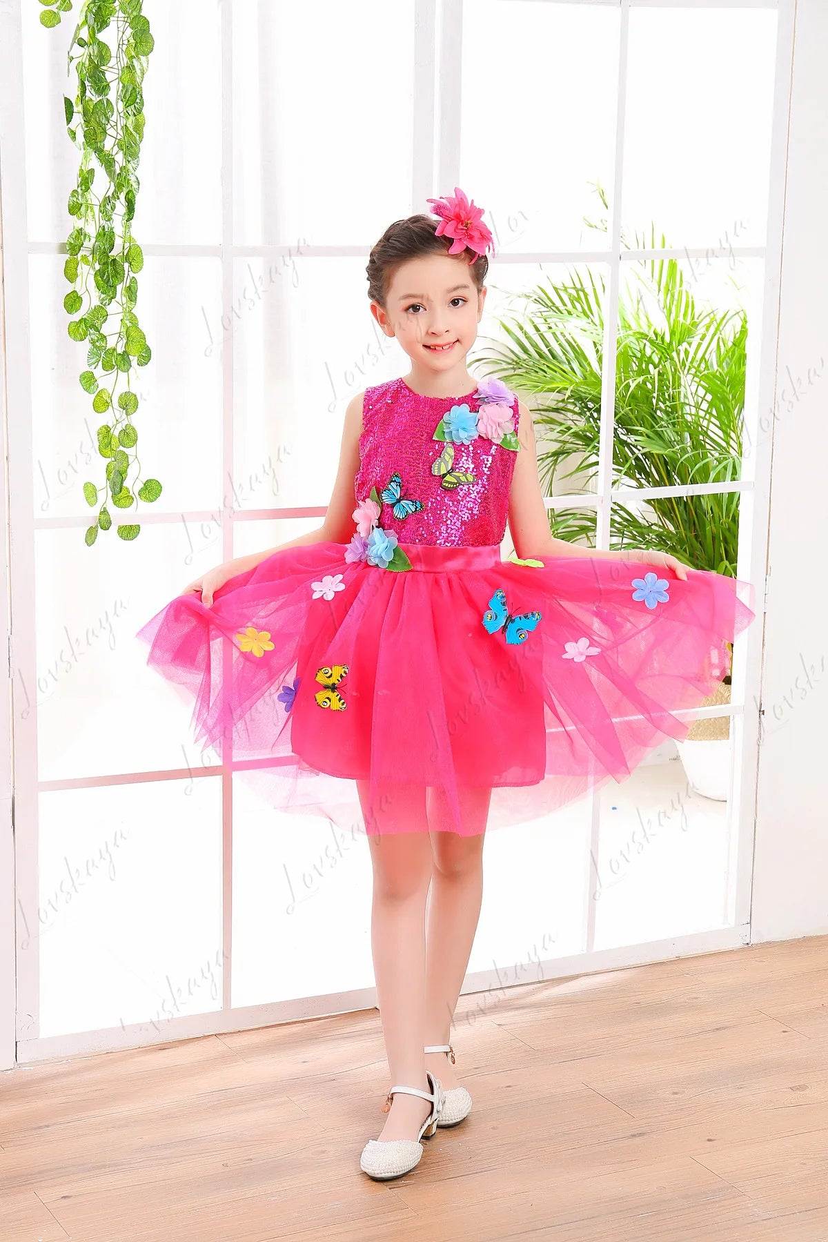 Robe de cérémonie fille tulle et paillettes – CLEVI Paris