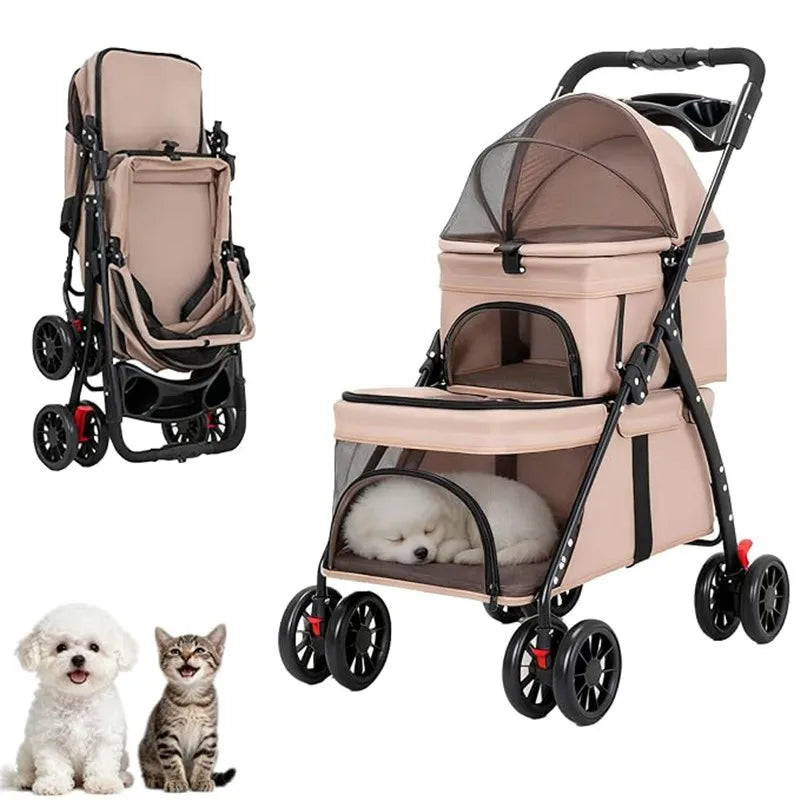Poussette double pliable pour chien et chat – CLEVI Paris