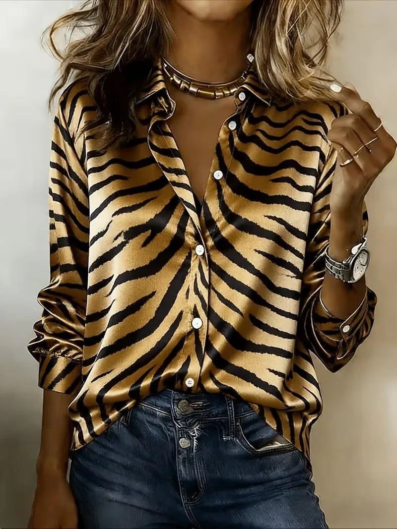 Chemise Femme Satinée Dégradée Imprimée 3D – CLEVI Paris