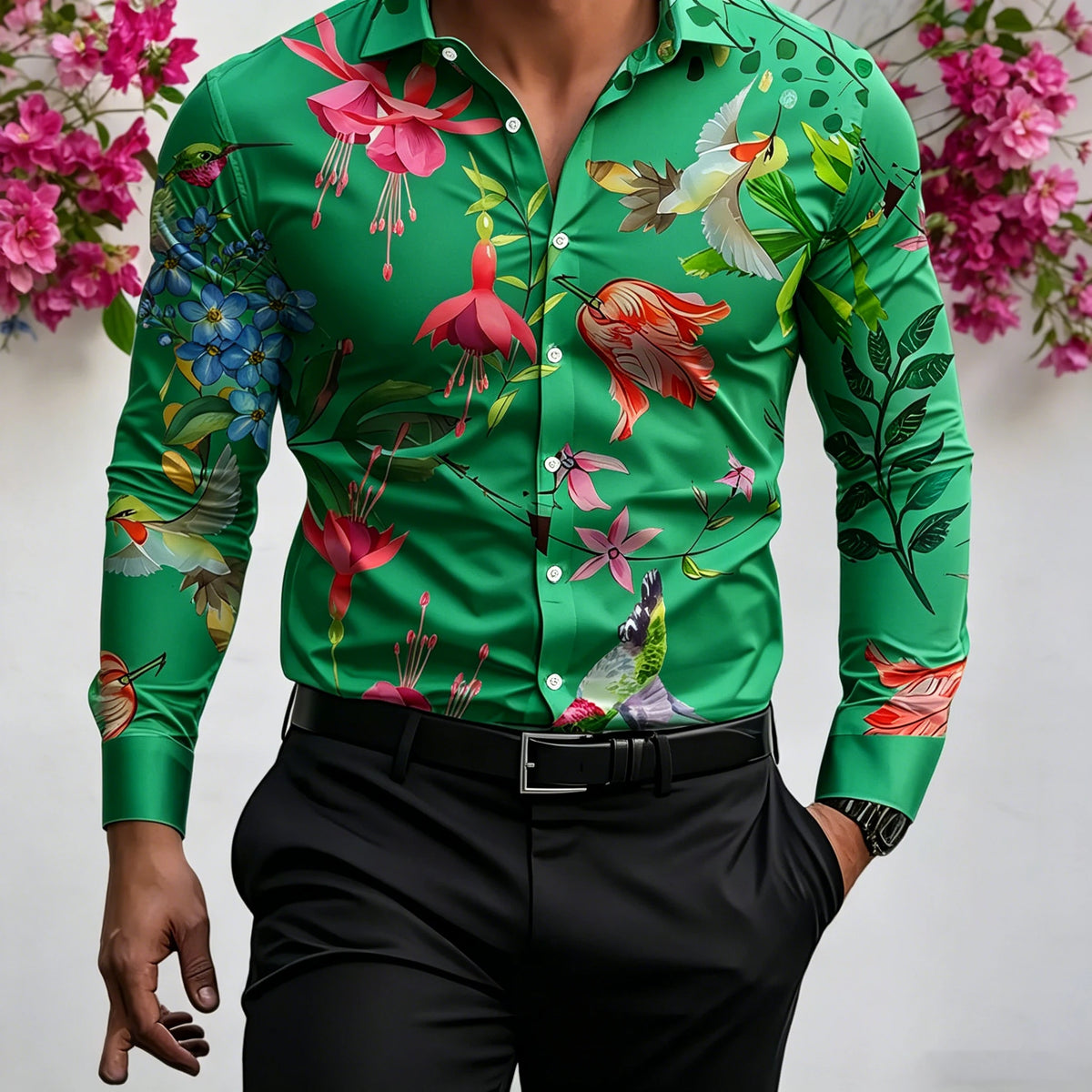 Chemise homme florale à manches longues – CLEVI Paris