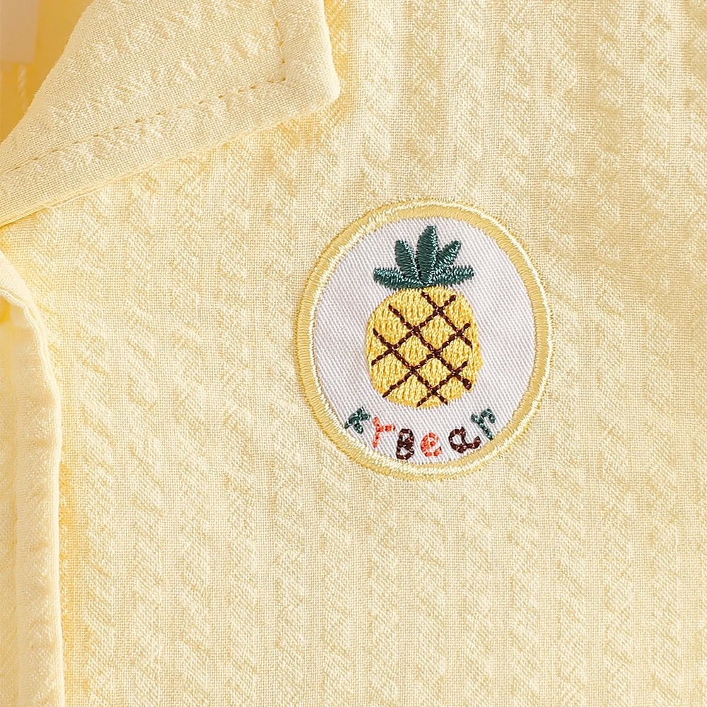 Robe fille en coton à broderie ananas – CLEVI Paris