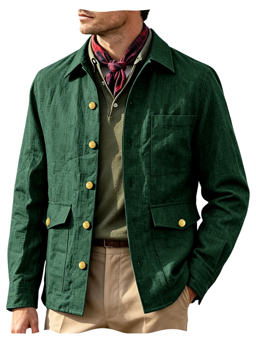 Veste homme en lin mélangé à boutons dorés – CLEVI Paris