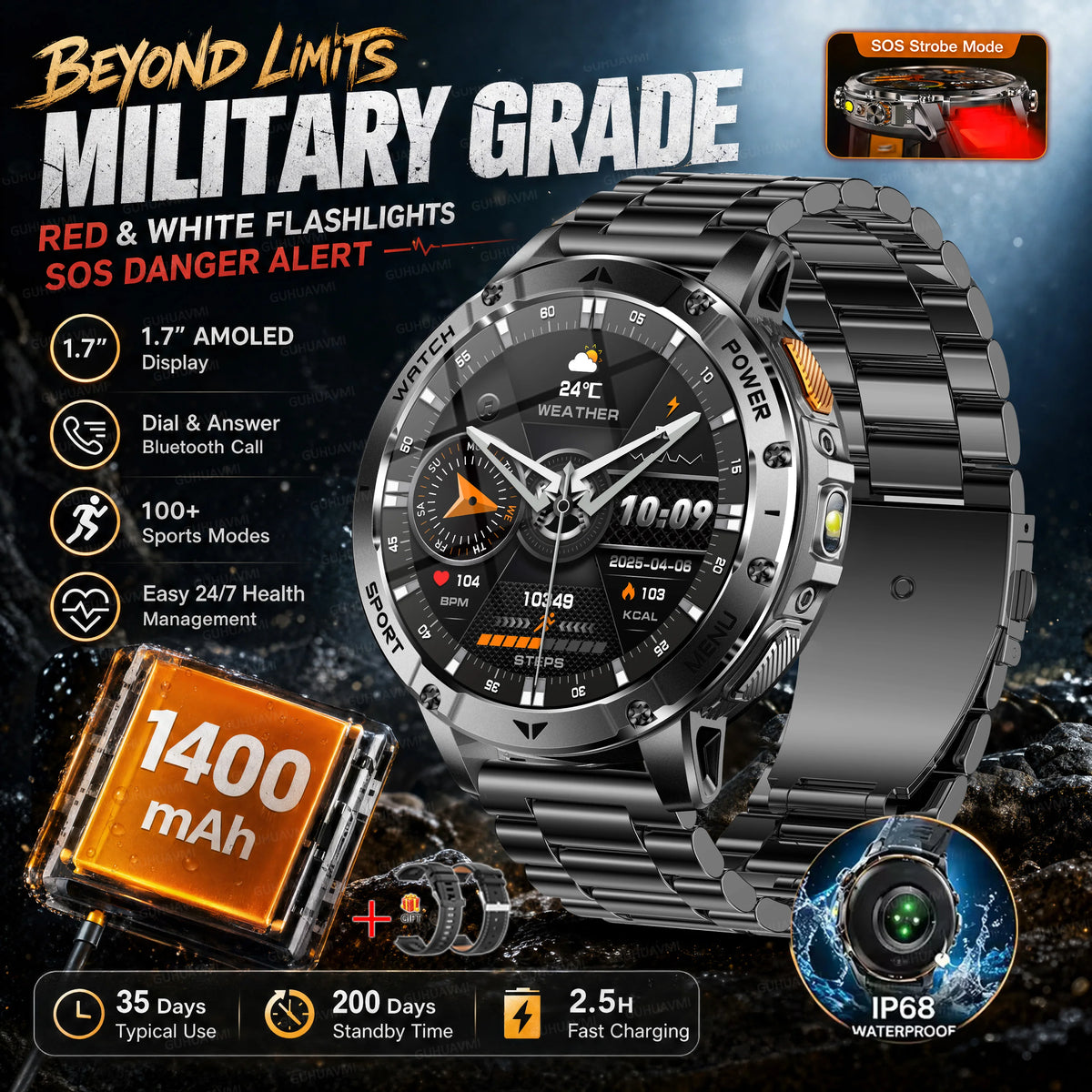 Montre AK112 AMOLED 1,7″ 1400 mAh – CLEVI Paris