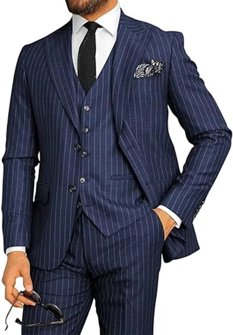 Costume Élégant 3 Pièces Homme Rayures – CLEVI Paris