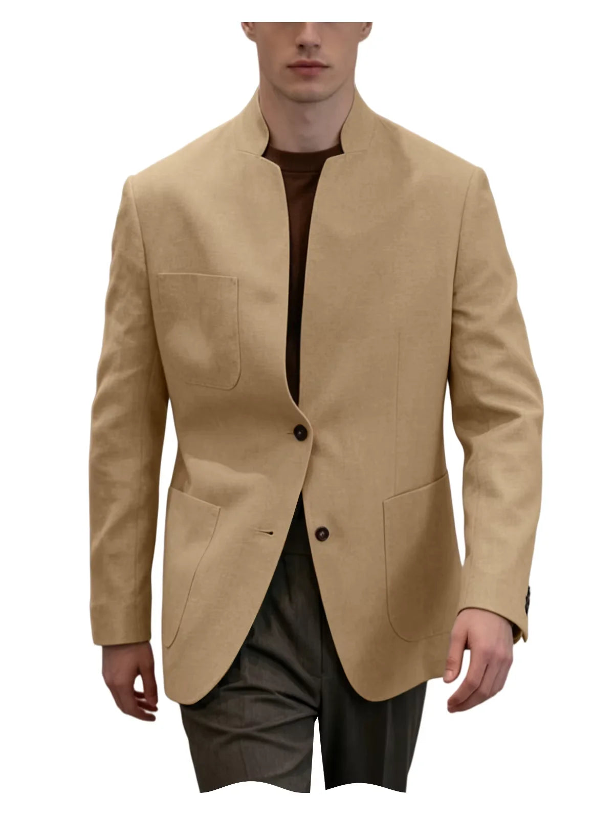 Blazer Lin Homme Col Mandarin – CLEVI Paris