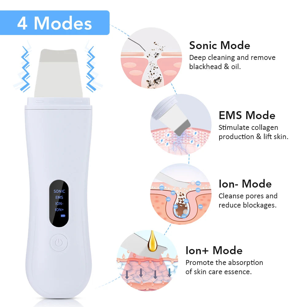 Spatule Ultrasonique Nettoyante Visage | Anti-Points Noirs & Lifting EMS