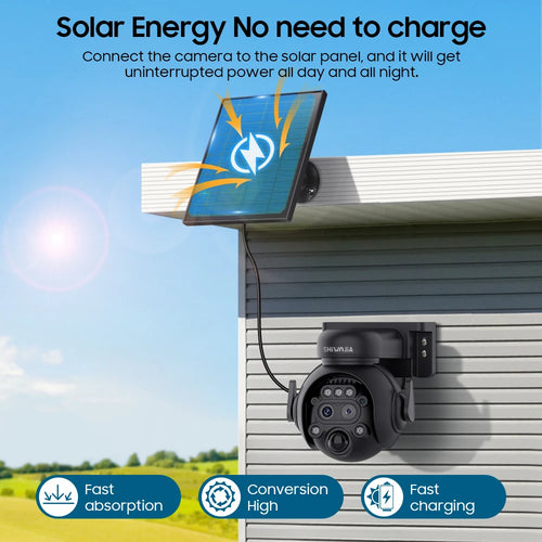 Caméra Solaire Extérieure 8MP 4K Double Objectif Zoom 12x 4G Wi-Fi PIR IP65 – CLEVI Paris