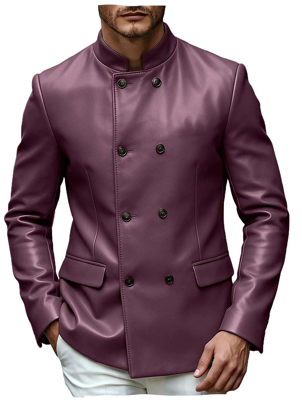 Blazer homme en similicuir, col montant – CLEVI Paris