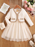 Robe fille blanche à manches trois-quarts – CLEVI Paris