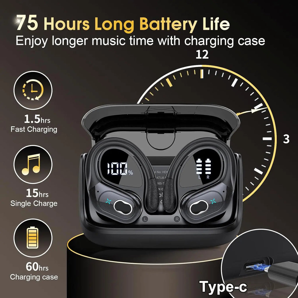 Écouteurs TWS GDLYL HD65 Bluetooth 5.4 75H LED IPX7 – CLEVI Paris