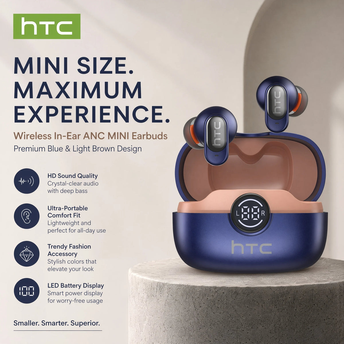 Écouteurs HTC NE79 TWS Semi-Intra Gaming 36h ENC – CLEVI Paris