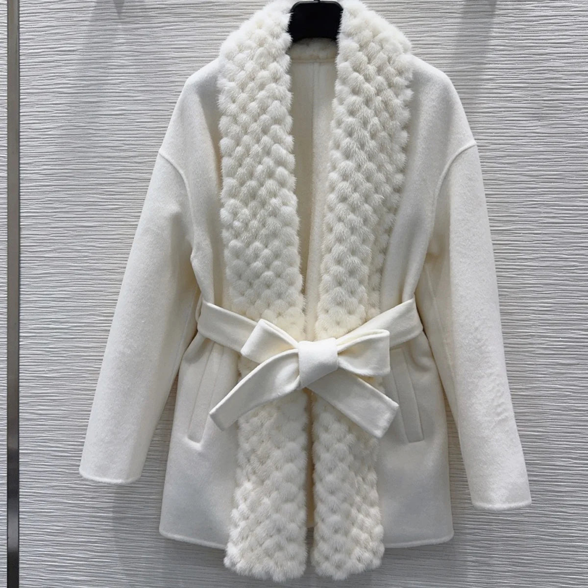 Manteau femme ceinturé à col châle – CLEVI Paris