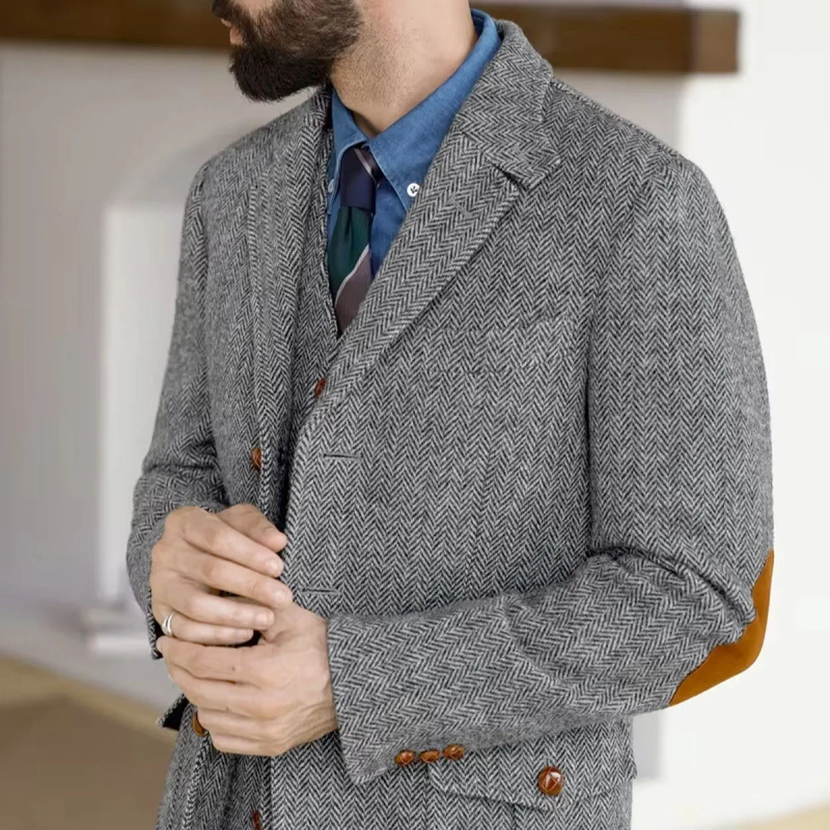Blazer homme en tweed à chevrons – CLEVI Paris