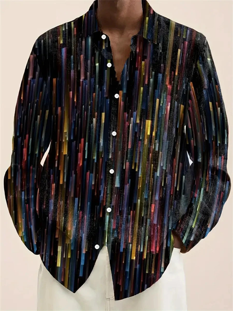 Chemise homme imprimée à manches longues – CLEVI Paris