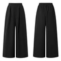 Pantalon Femme Taille Haute Élastique Plis Inversés Jambe Large Bureau Casual – CLEVI Paris
