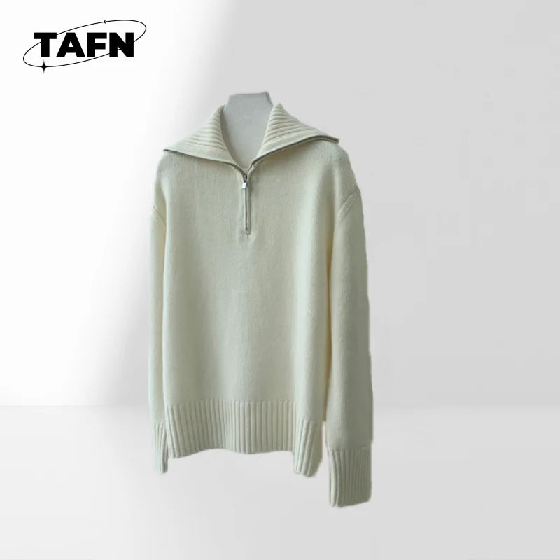 Ensemble 2 Pièces Femme TAFN – Haut Col Rond Manches Longues + Pantalon Large Mi-Mollet Carreaux – Coton/Soie – S à L – CLEVI Paris