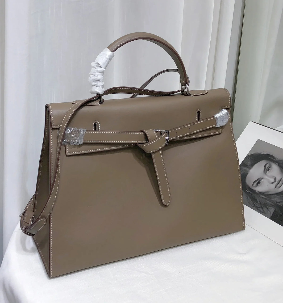 Sac À Main Femme Cuir Véritable Structuré Rabat Business – CLEVI Paris