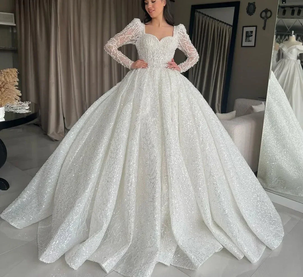 Robe de mariée sirène en tulle à col rond – CLEVI Paris