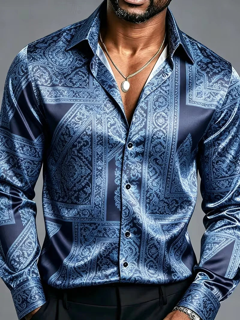 Chemise homme satinée ciel étoilé – CLEVI Paris