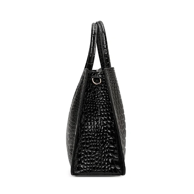 Sac Cabas Femme Cuir PU Croco Vernis – CLEVI Paris