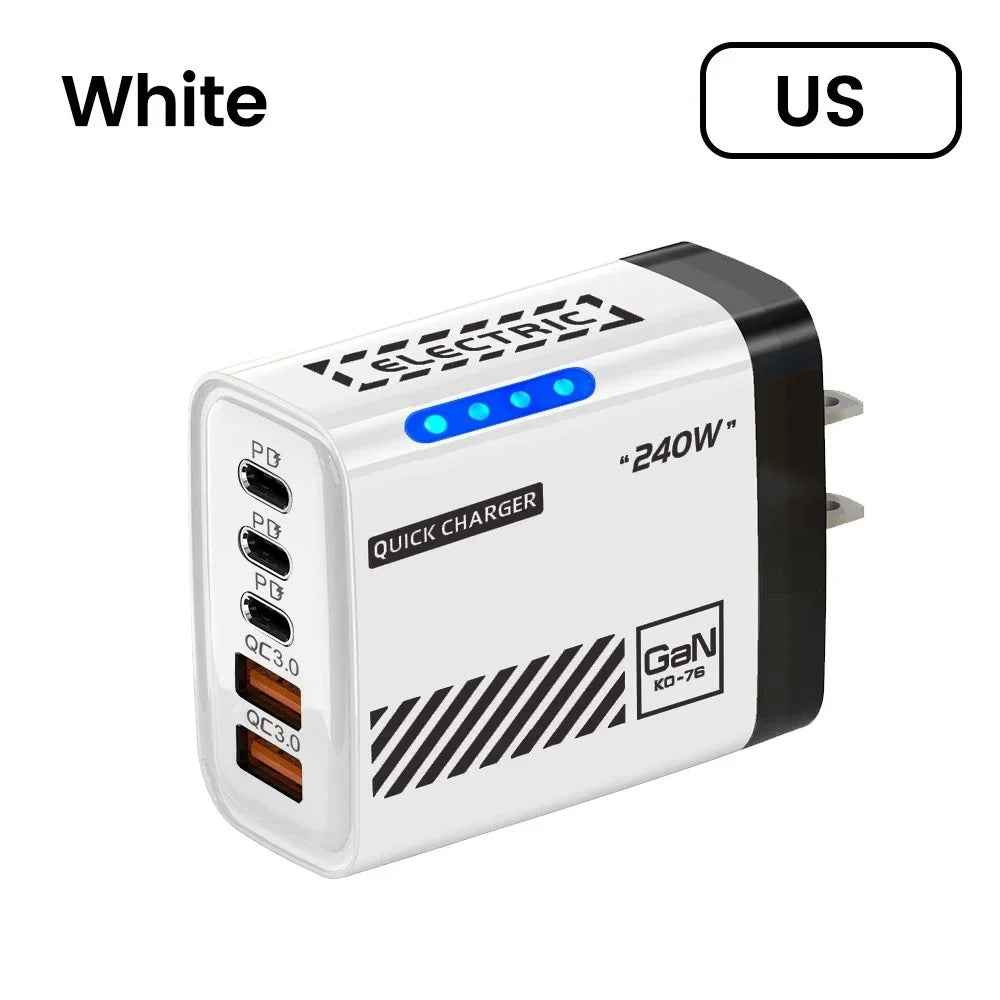 Chargeur GaN 5-en-1 USB-C 120W Quick Charge 3.0 EU US UK – CLEVI Paris