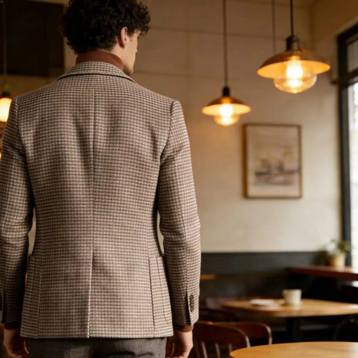 Blazer homme pied-de-poule en laine mélangée – CLEVI Paris