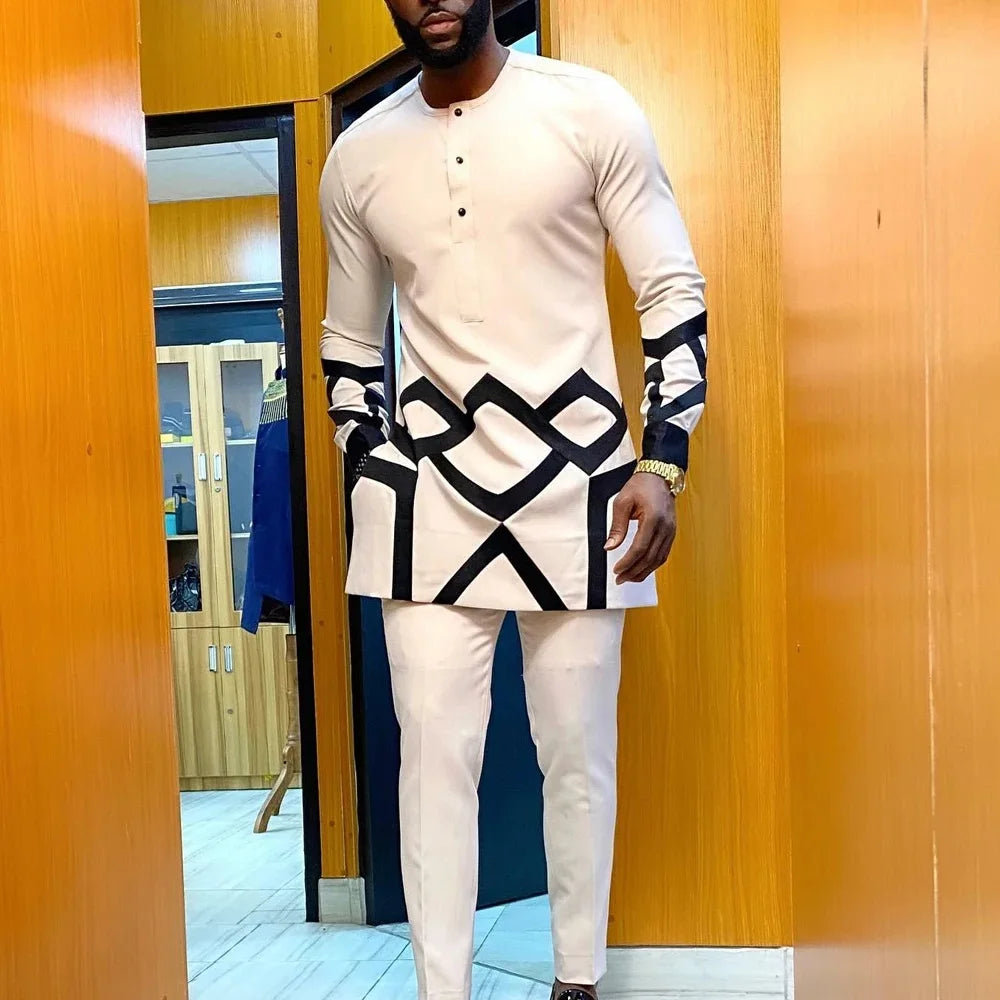 Ensemble Deux Pièces Kaftan Homme Brodé – CLEVI Paris