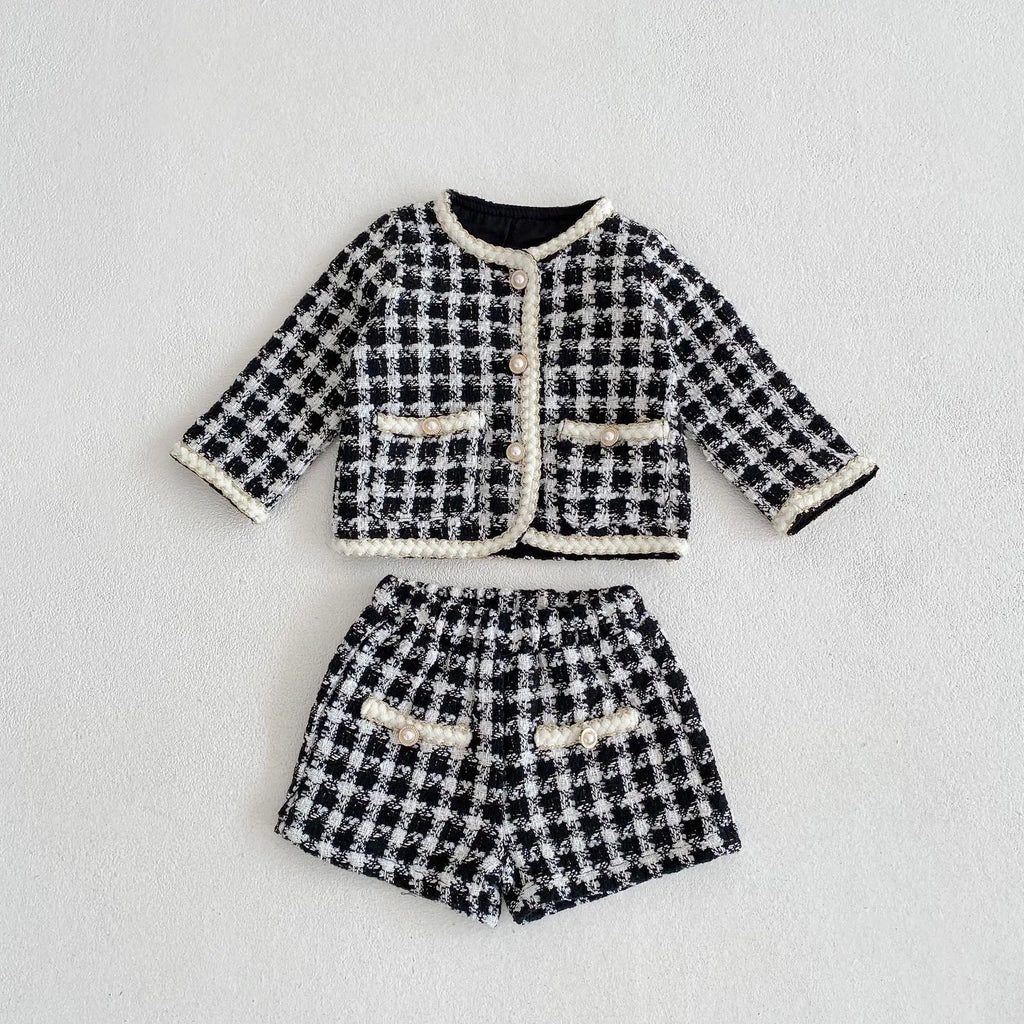 Ensemble bébé fille noir à carreaux – CLEVI Paris