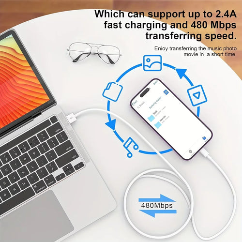 Câble Lightning vers USB-A Certifié MFi 2,4A Charge Rapide iPhone 1m – CLEVI Paris