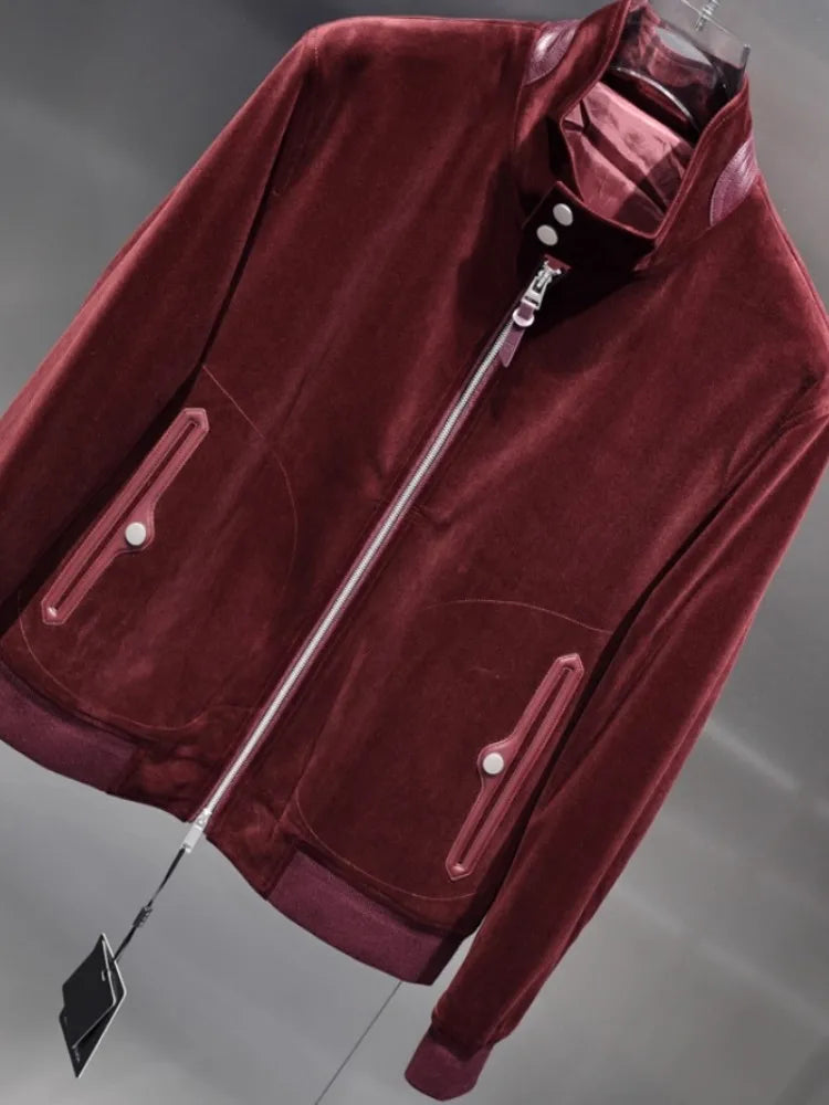 Blouson homme aspect velours à col montant – CLEVI Paris