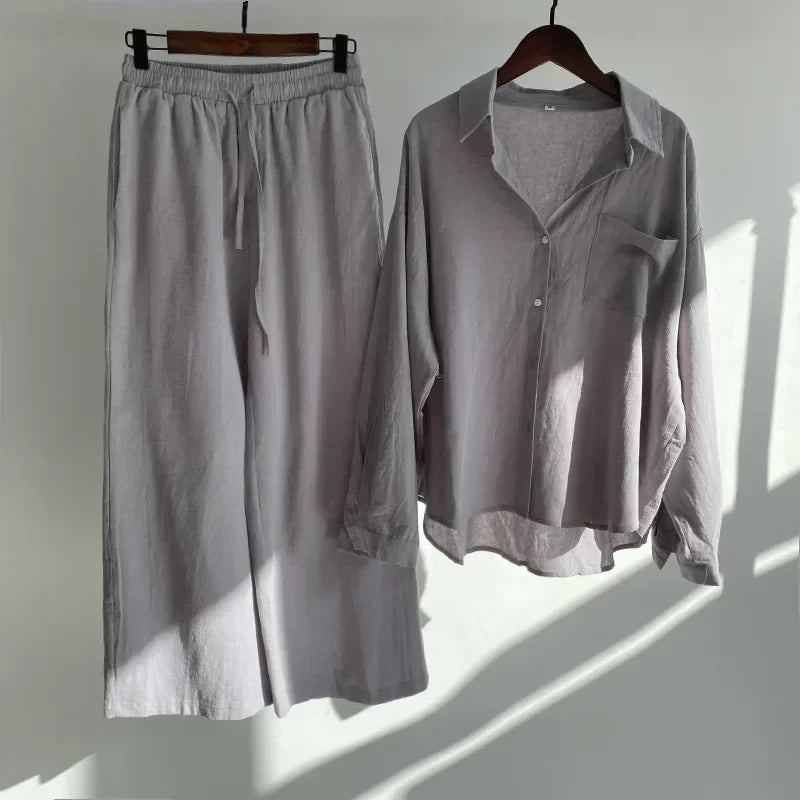 Ensemble 2 pièces femme en coton et lin – CLEVI Paris