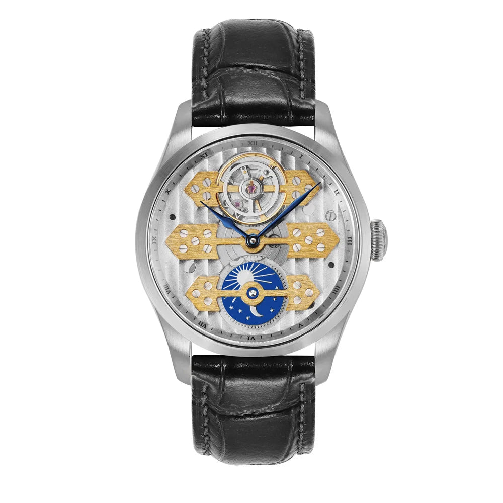 FARASUTE 5570A Montre Homme Mécanique Manuelle Saphir Cuir Étanche 5ATM – CLEVI Paris