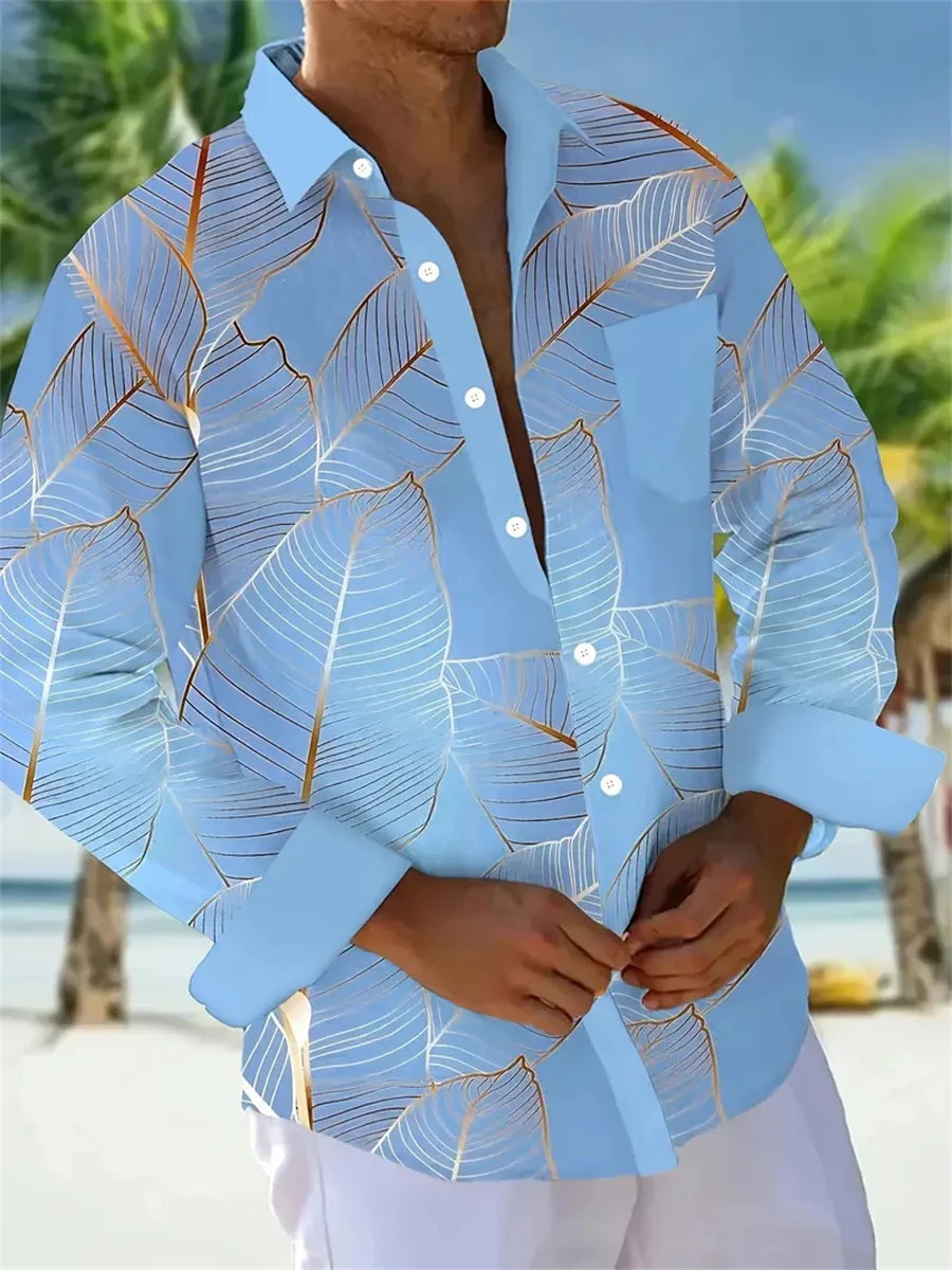 Chemise homme imprimée à manches longues – CLEVI Paris