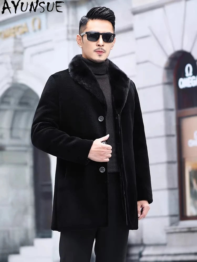 Manteau homme noir à col large – CLEVI Paris