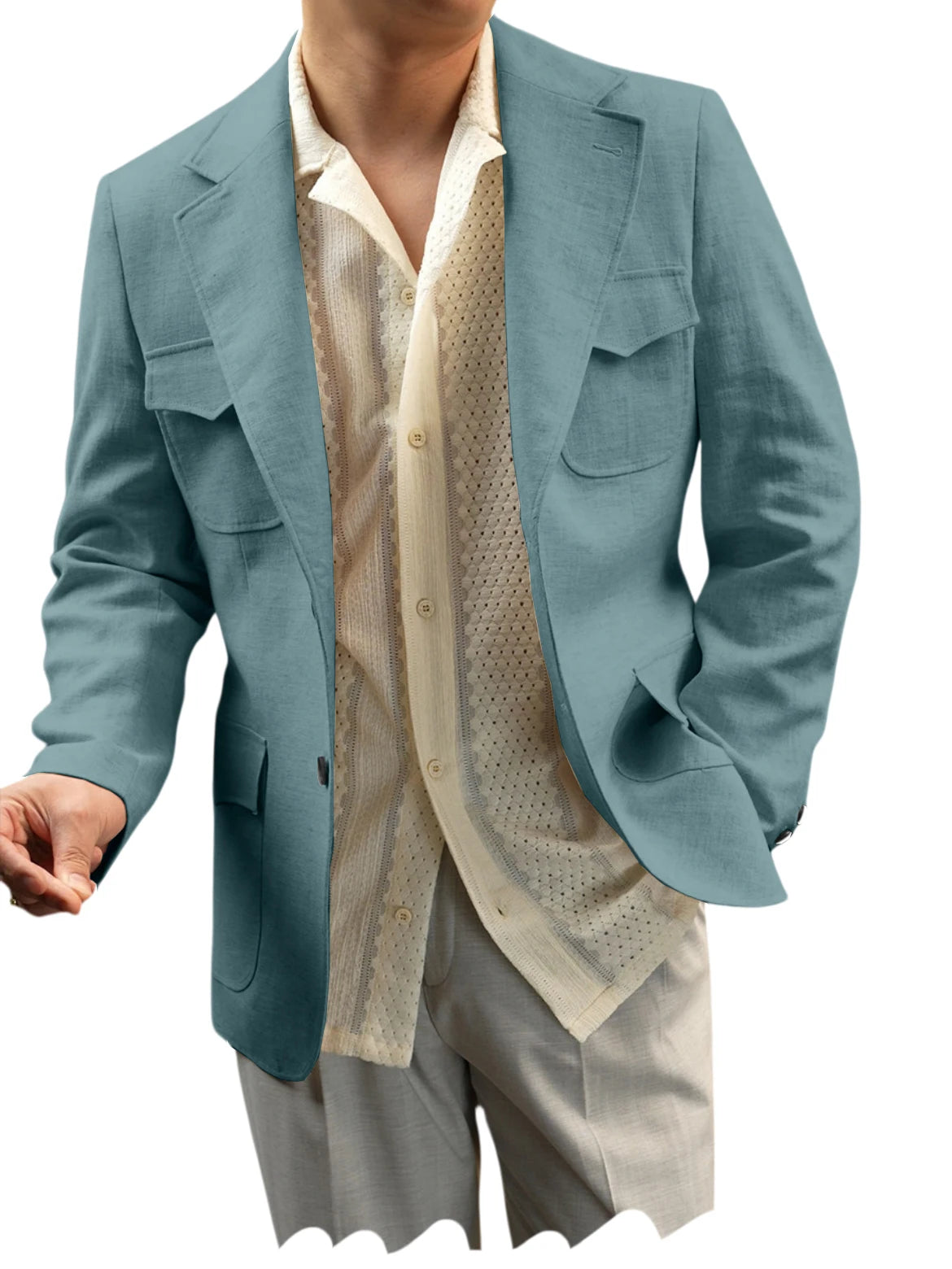 Blazer lin homme beige léger – CLEVI Paris